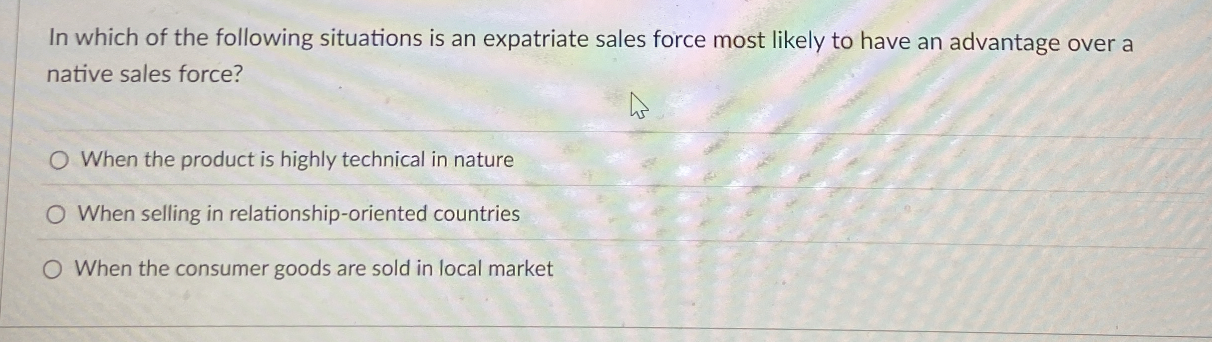Solved In which of the following situations is an expatriate | Chegg.com