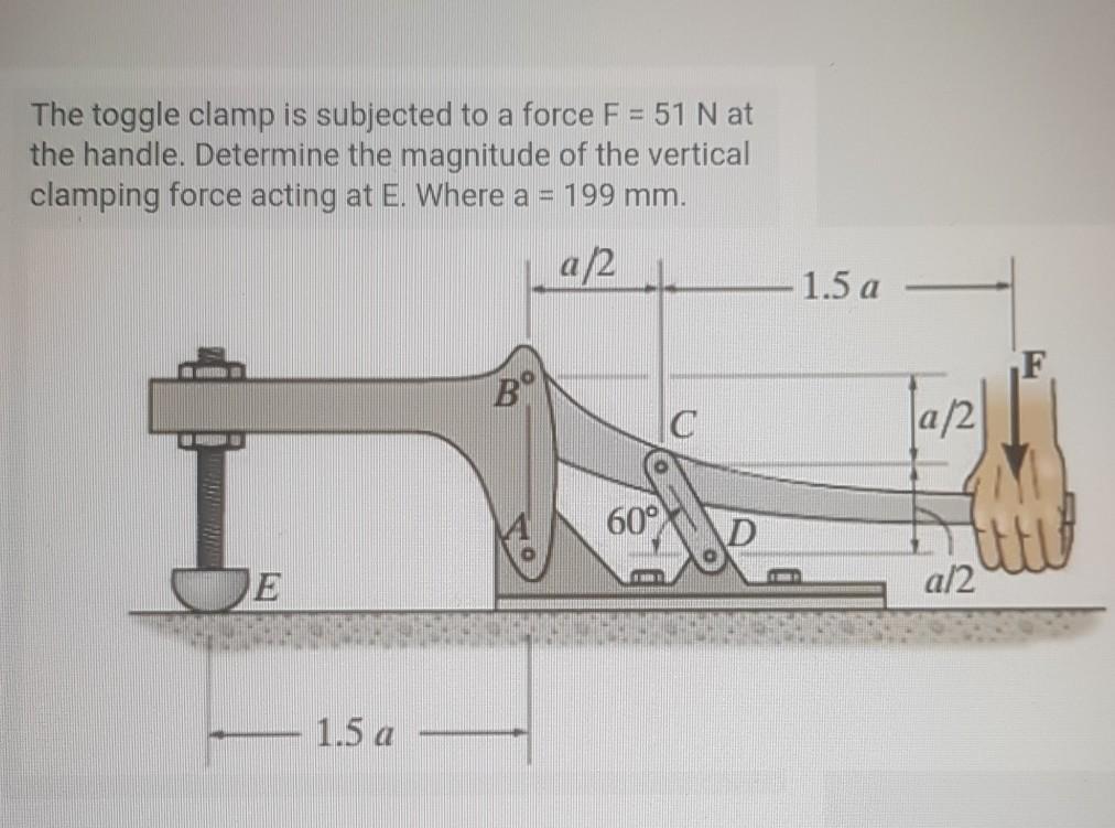 Solved The toggle clamp is subjected to a force F = 51 N at