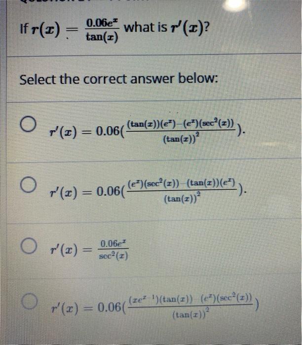 Solved Ifr 2 0 06e What Is C Tan 3 Select The Cor Chegg Com