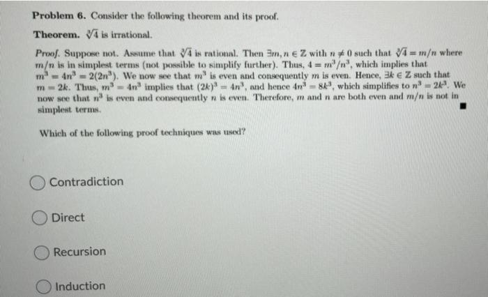 Solved Problem 6 Consider The Following Theorem And Its