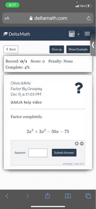 Solved 6:17 al SGE 14 АА deltamath.com Delta Math 3