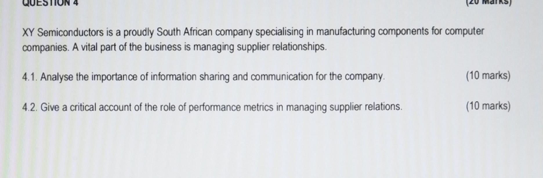 Solved XY Semiconductors is a proudly South African company