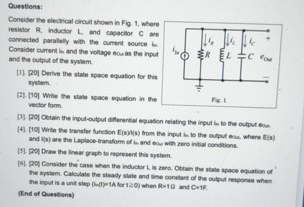 Solved Questions:Consider the electrical circuit shown in | Chegg.com