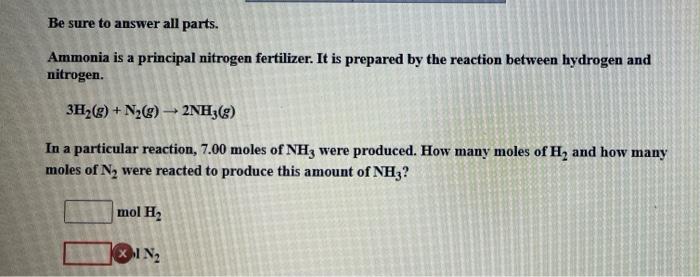 Solved Be Sure To Answer All Parts. Ammonia Is A Principal | Chegg.com