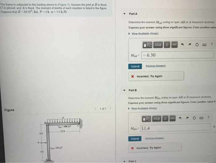 Solved The frame is subjected to the loading shown in | Chegg.com