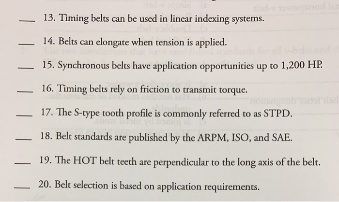 timing belt selection