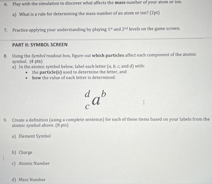 Solved 1. Explore The Build An Atom Simulation. 2. A) List | Chegg.com