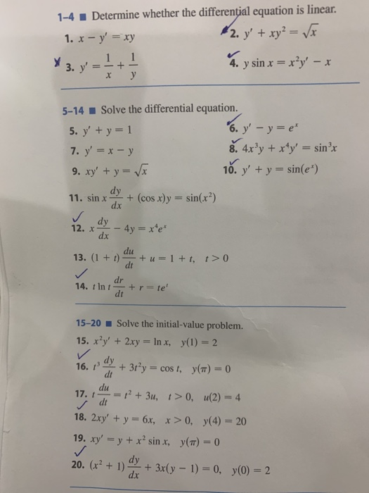 Solved 1 4 Determine Whether The Differential Equation Is Chegg Com