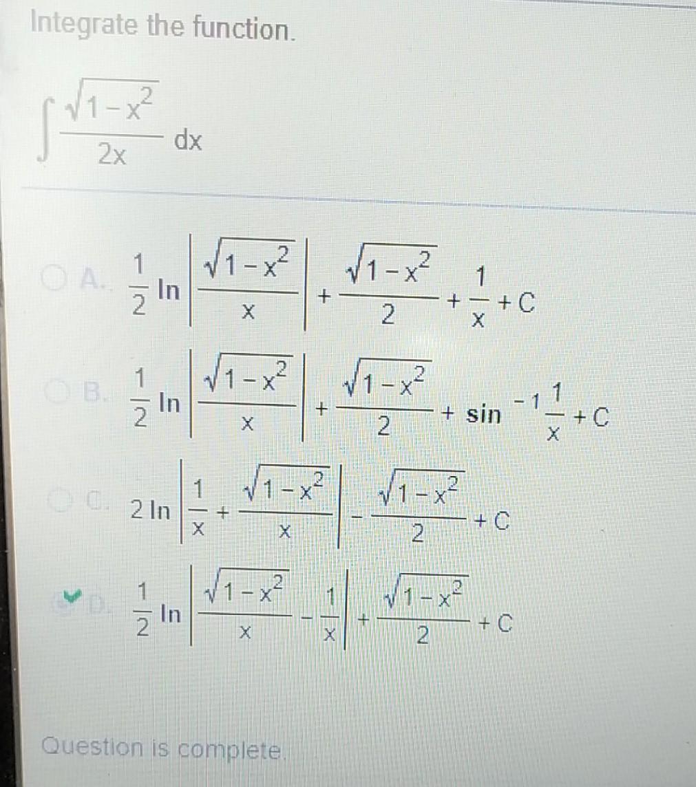 integration 1 x 2 sin 2 1 x dx