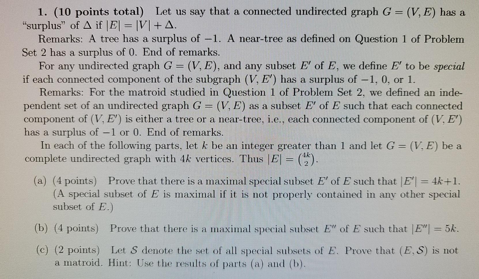 Solved 1 10 Points Total Let Us Say That A Connected U Chegg Com