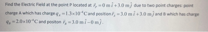 Solved Find the Electric Field at the point P located at 1 = | Chegg.com