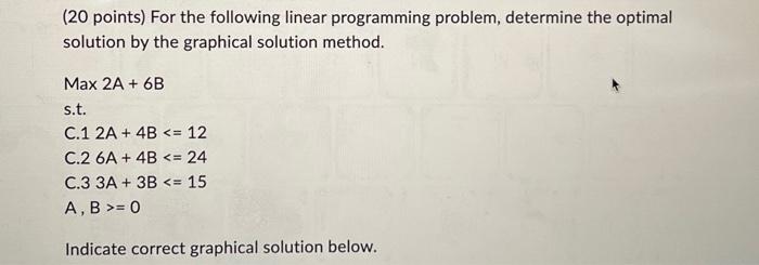 (20 Points) For The Following Linear Programming | Chegg.com