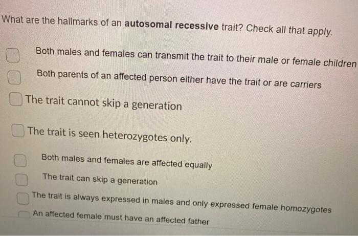 solved-what-are-the-hallmarks-of-an-autosomal-recessive-chegg