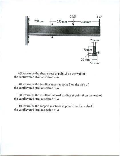 Solved Determine the shear stress at point B on the web of | Chegg.com
