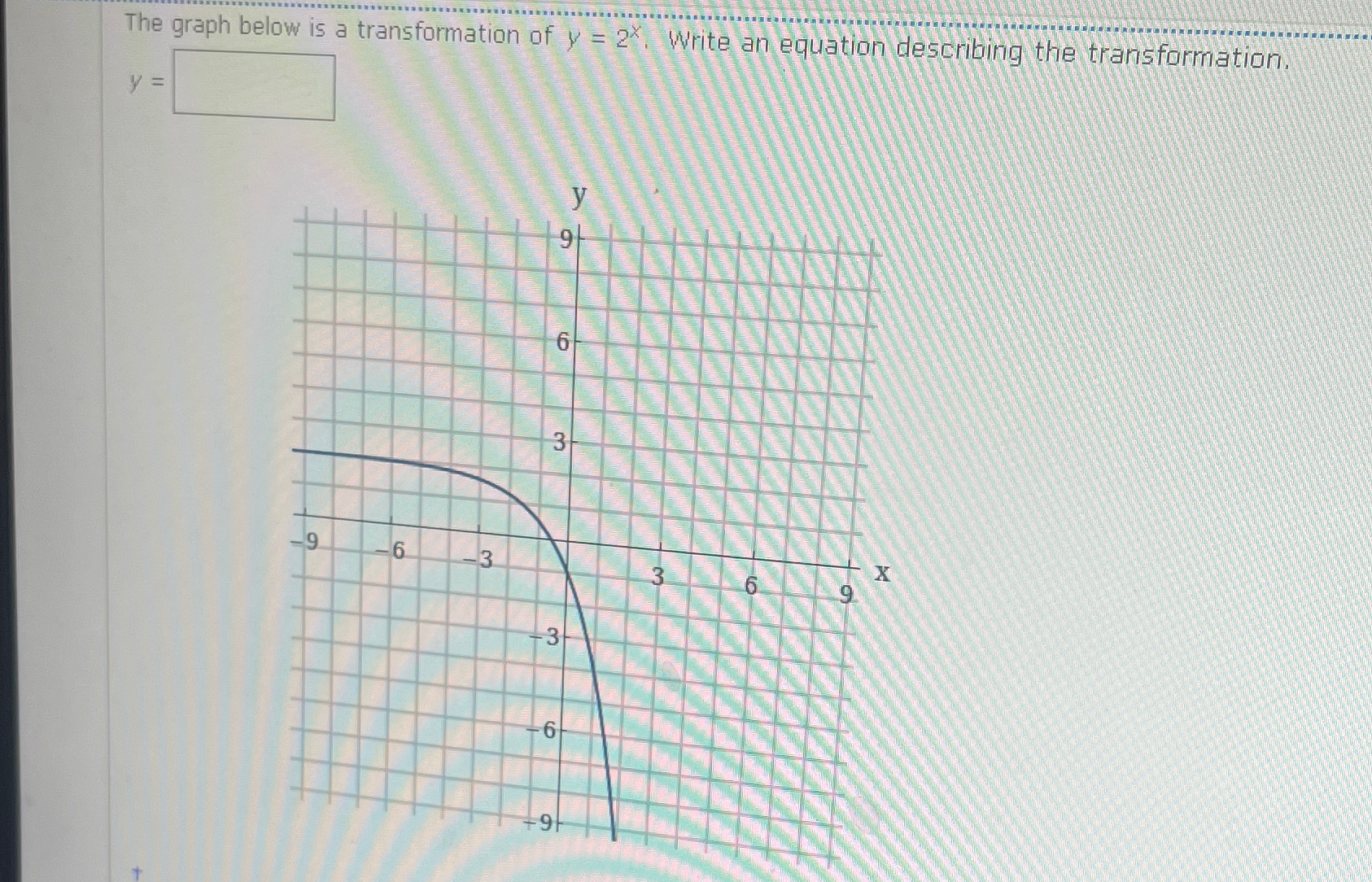 Solved The graph below is a transformation of y=2x. ﻿Write | Chegg.com