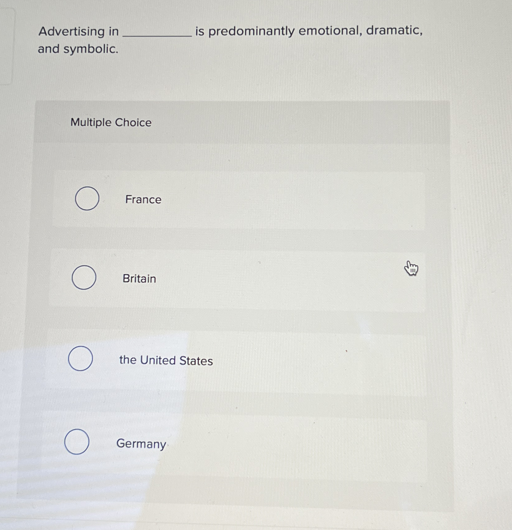 Solved Advertising in q, ﻿is predominantly emotional, | Chegg.com