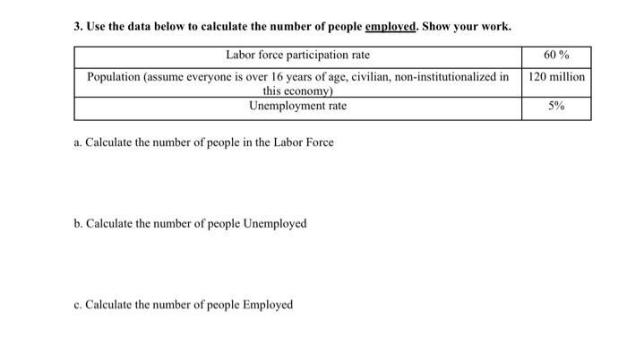 Solved 3. Use the data below to calculate the number of | Chegg.com