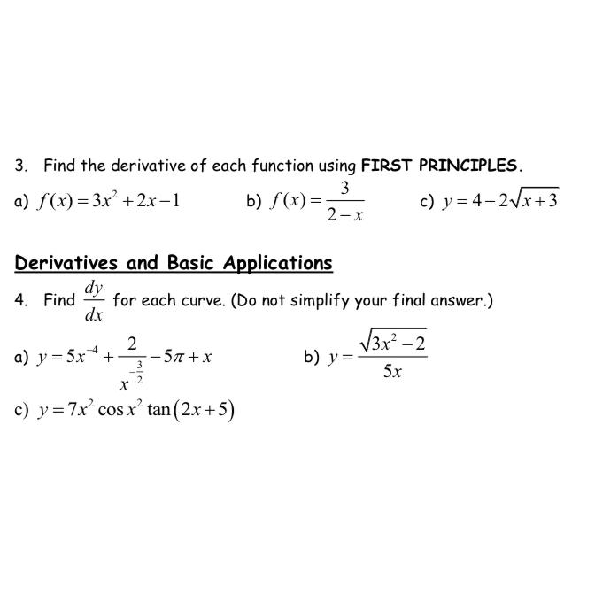 Solved Find the derivative of each function using FIRST | Chegg.com