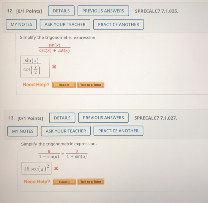 Solved 12 [0 1 Points Details Previous Answers Sprecalc7