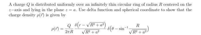 Solved A charge Q is distributed uniformly over an | Chegg.com