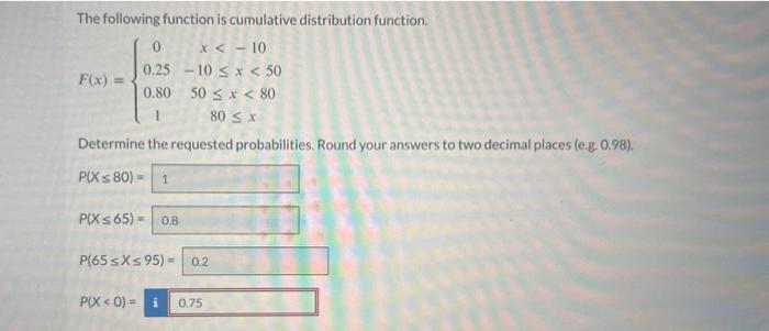 Solved The following function is cumulative distribution | Chegg.com