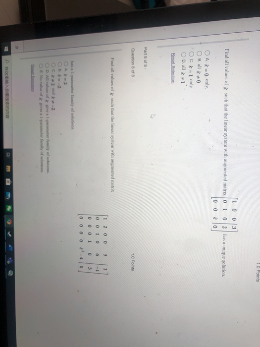 Solved 1.0 Points 1 0 0 3 Find all values of such that the | Chegg.com