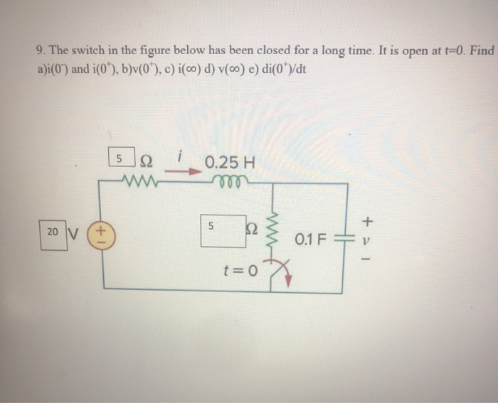Solved 9. The switch in the figure below has been closed for | Chegg.com