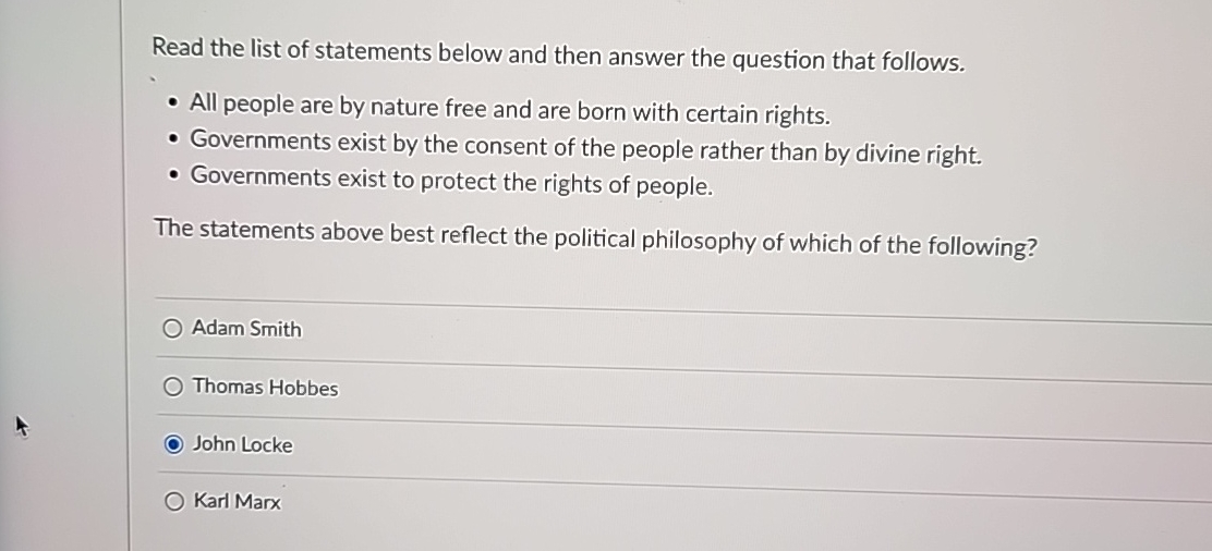 Solved Read the list of statements below and then answer the | Chegg.com