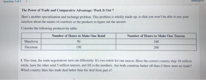 Solved The Power of Trade and Comparative Advantage: Work It | Chegg.com