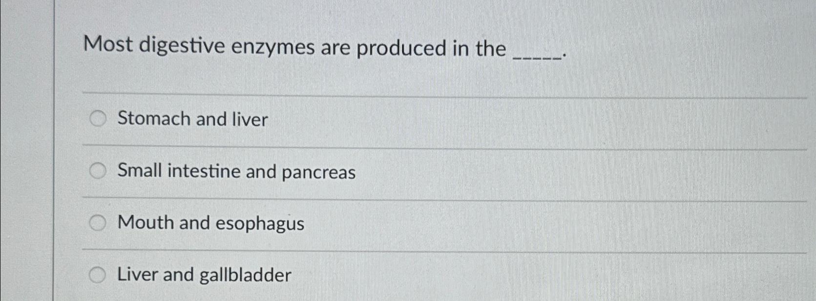 Solved Most digestive enzymes are produced in theStomach and