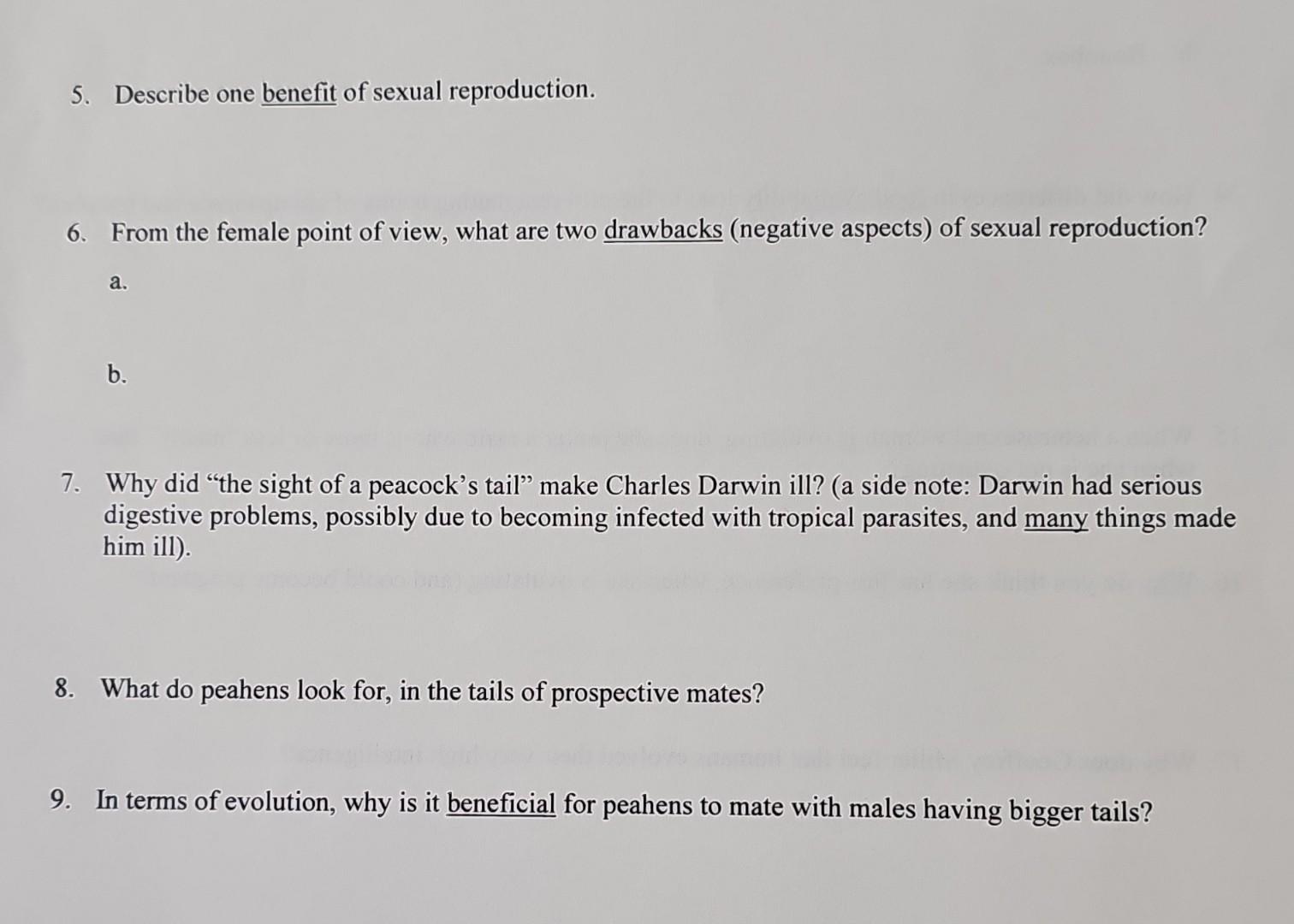 Biology 160, Fall 2022 Why Sex? Worth 4 points extra | Chegg.com