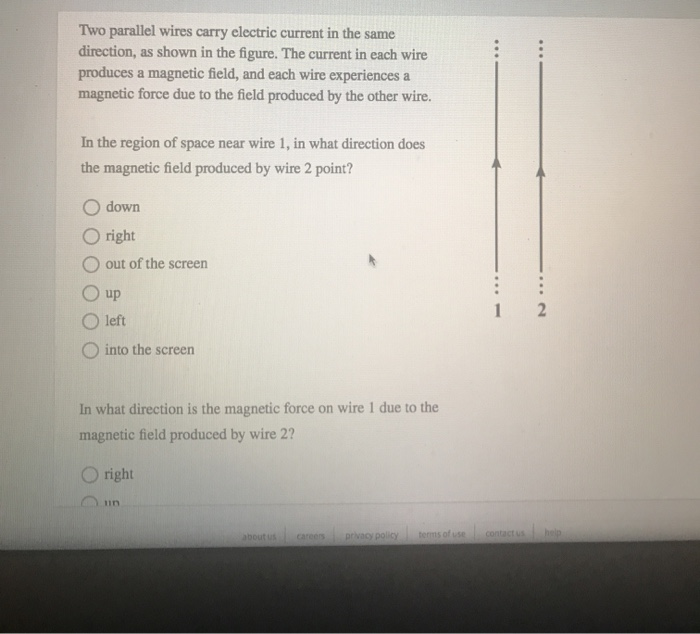 Solved Two parallel wires carry electric current in the same