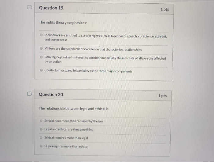 Solved Question 17 1 pts "Do that action which will bring | Chegg.com