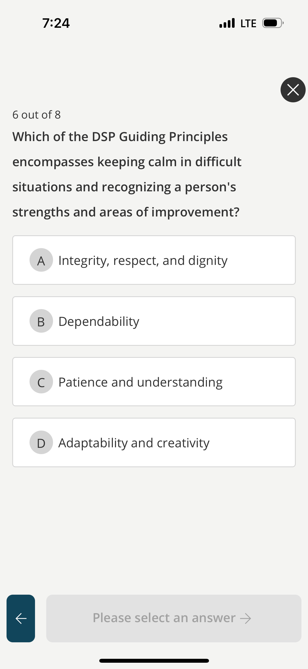 Solved 7:24LTE6 ﻿out of 8Which of the DSP Guiding Principles | Chegg.com