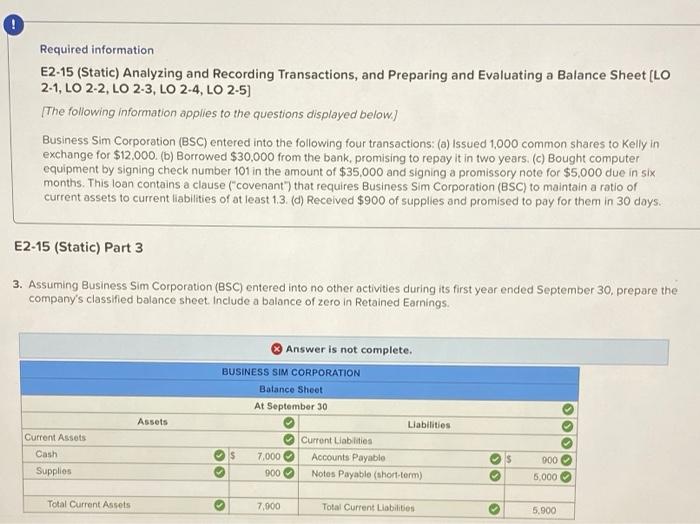 Solved Required information E2-15 (Static) Analyzing and | Chegg.com