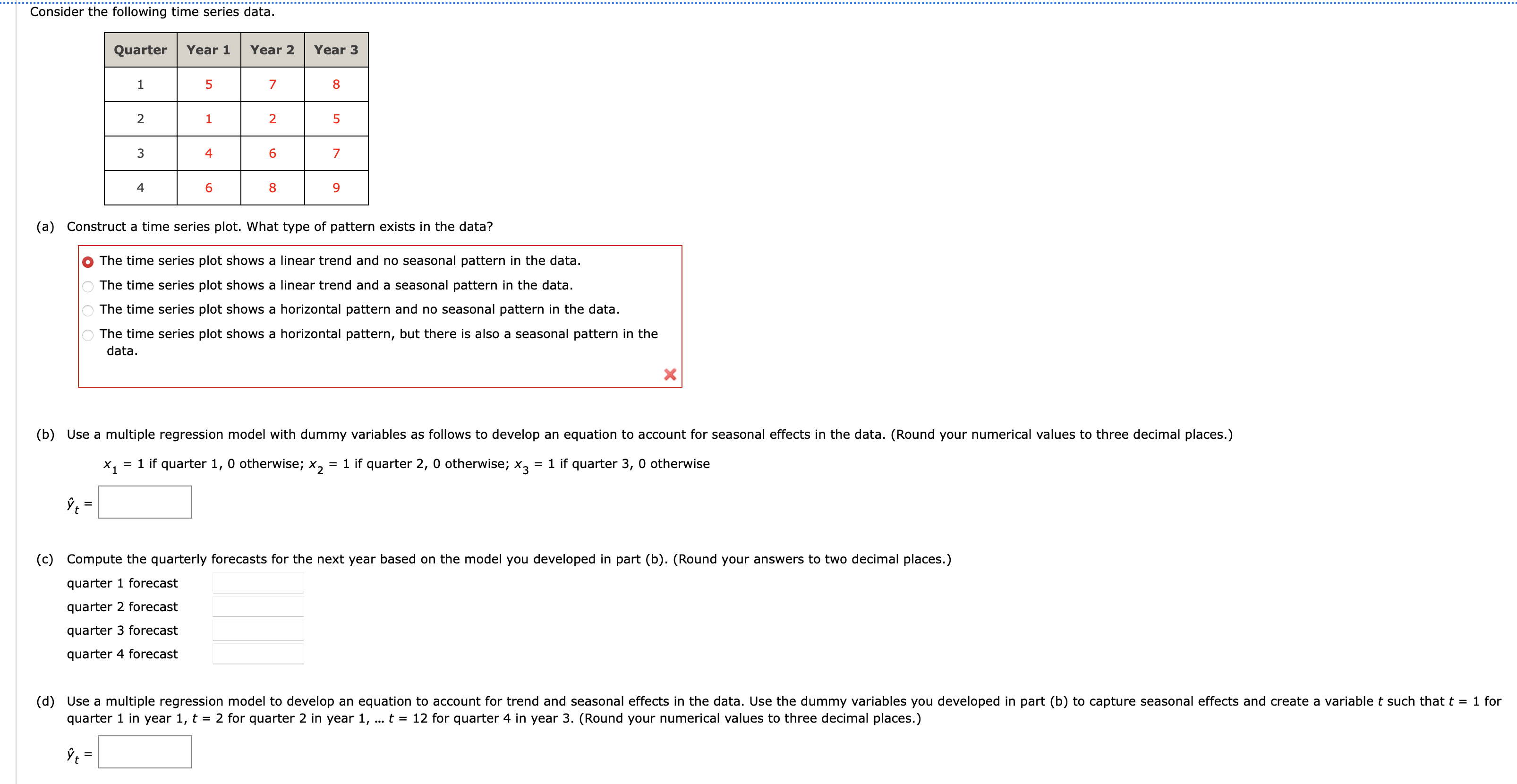 Solved quarter 1 ﻿in year 1,t=2 ﻿for quarter 2 ﻿in year | Chegg.com