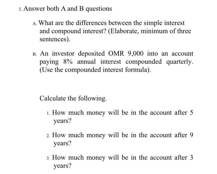 Solved 3. Answer both A and B questions A. What are the | Chegg.com