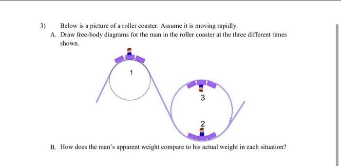 Solved 3 Below is a picture of a roller coaster. Assume it