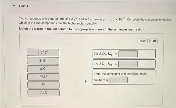 Solved Part A Two compounds with general formulas A2 X and | Chegg.com