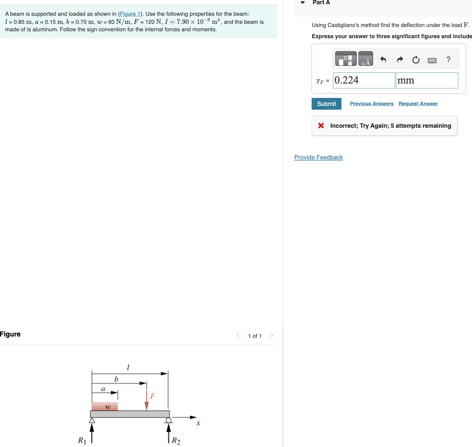 Solved A beam is supported and loaded as shown in (Figure | Chegg.com