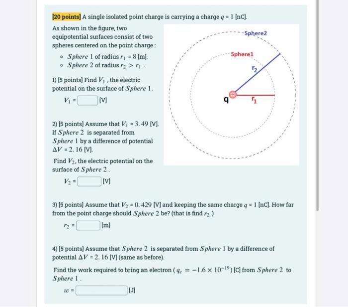 Solved [20 points] A single isolated point charge is | Chegg.com