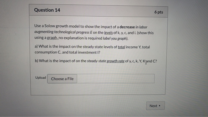 Solved Question 14 6 pts Use a Solow growth model to show | Chegg.com