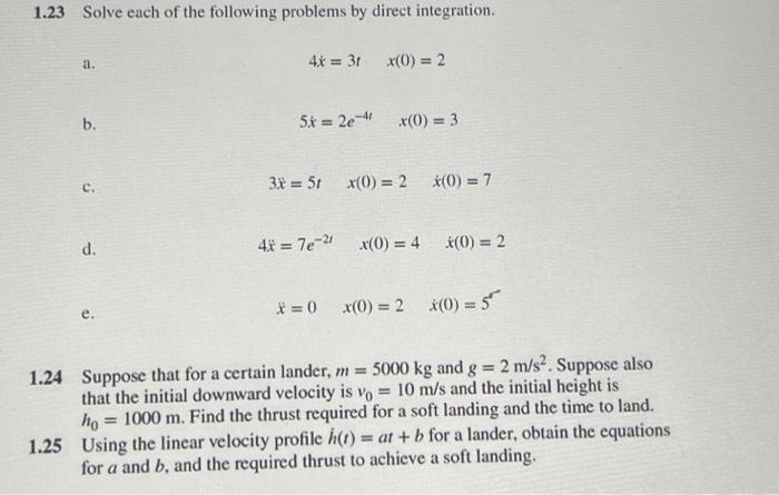 Solved 1.23 Solve each of the following problems by direct | Chegg.com