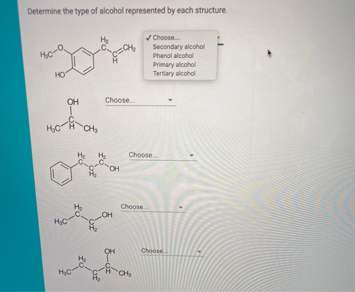 Solved Determine the type of alcohol represented by each | Chegg.com