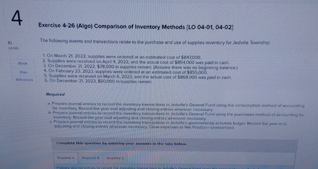 Solved Exercise 4-26 (Algo) ﻿Comparison of Inventory Methods | Chegg.com
