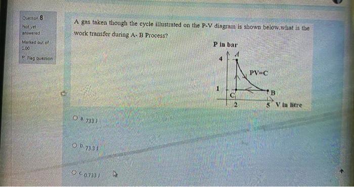 Solved Questo 8 Not Yet Answered A Gas Taken Though The Chegg Com