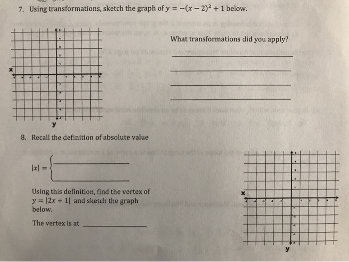 Solved 7 Using Transformations Sketch The Graph Of Y