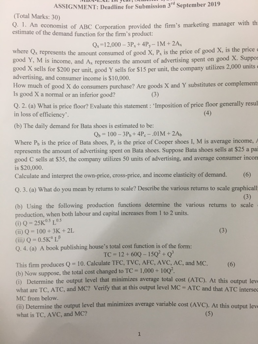 Solved ASSIGNMENT: Deadline for Submission 3 September 2019 | Chegg.com