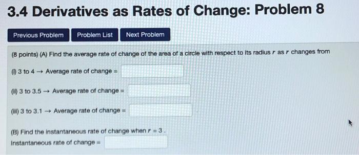 Solved 3.4 Derivatives as Rates of Change: Problem 8 | Chegg.com
