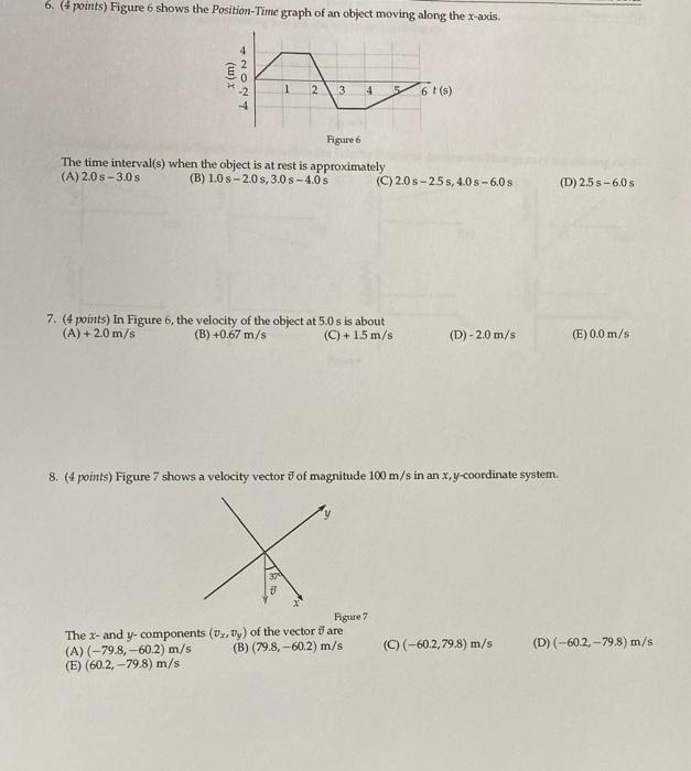Solved 6. (4 points) Figure 6 shows the Position Time graph | Chegg.com